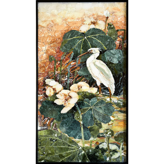 Red-crownedCrane Mosaic Tiles for Art Wall Decor